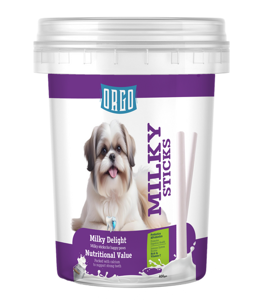 ORGO Milky Sticks Dental-Care Sticks for Dogs – 400 g Resealable Tub