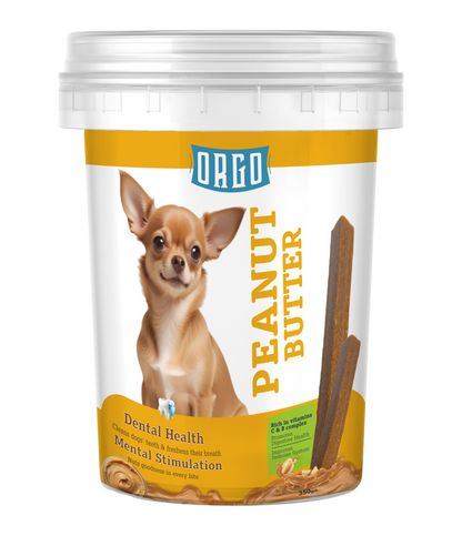 ORGO Peanut Butter Dental-Care Sticks – 350 g Resealable Tub