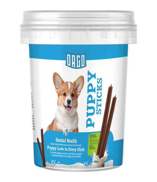ORGO Puppy Sticks Dental-Care Sticks – 350 g Resealable Tub