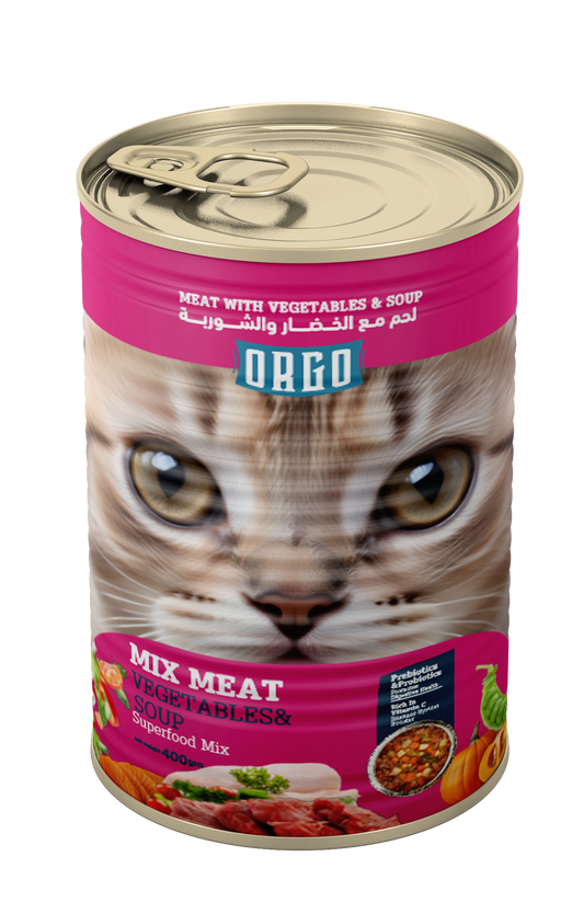 ORGO Wet Canned Kitten Food – Mix Meat with Vegetables & Soup (Superfood Mix) for Kittens (2–12 Months), 400 g
