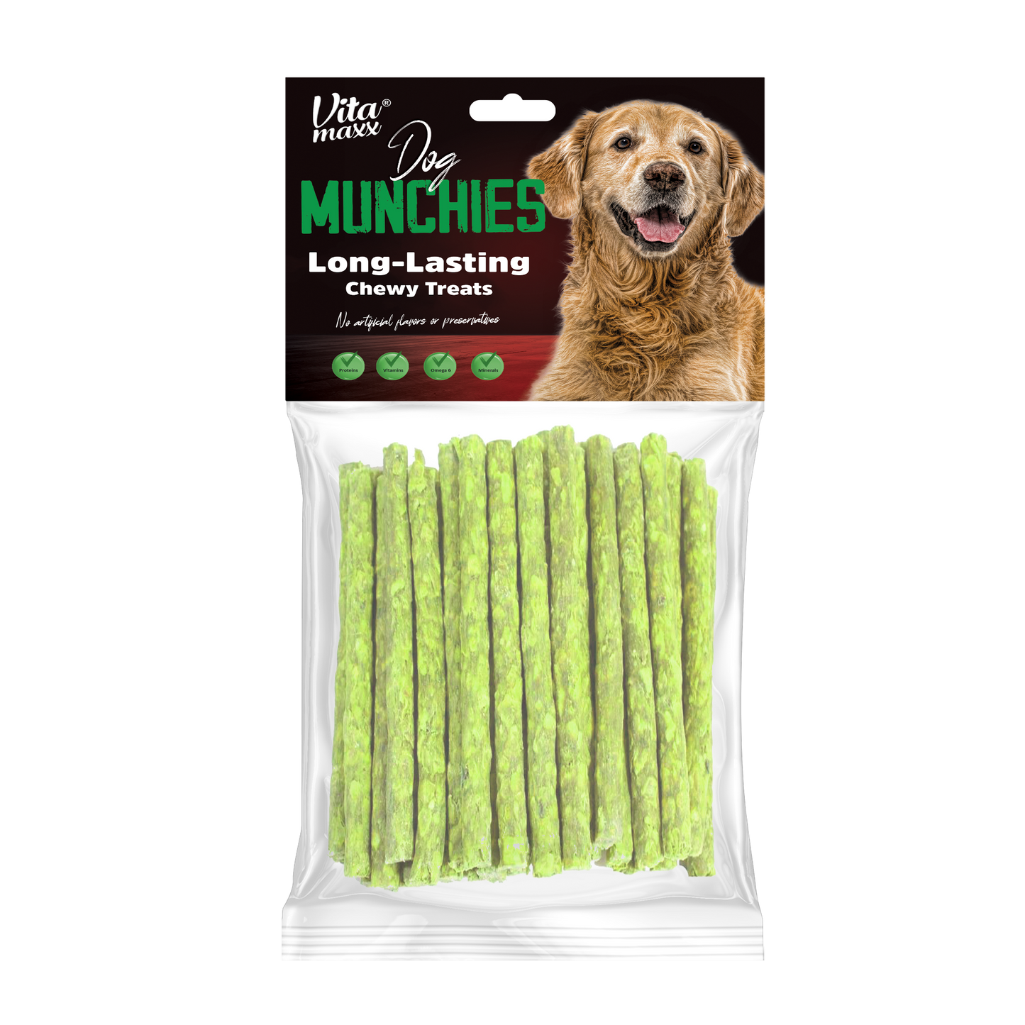 Vitamaxx Dog Munchies Long-Lasting Chewy Treats – Spinach (100 g)