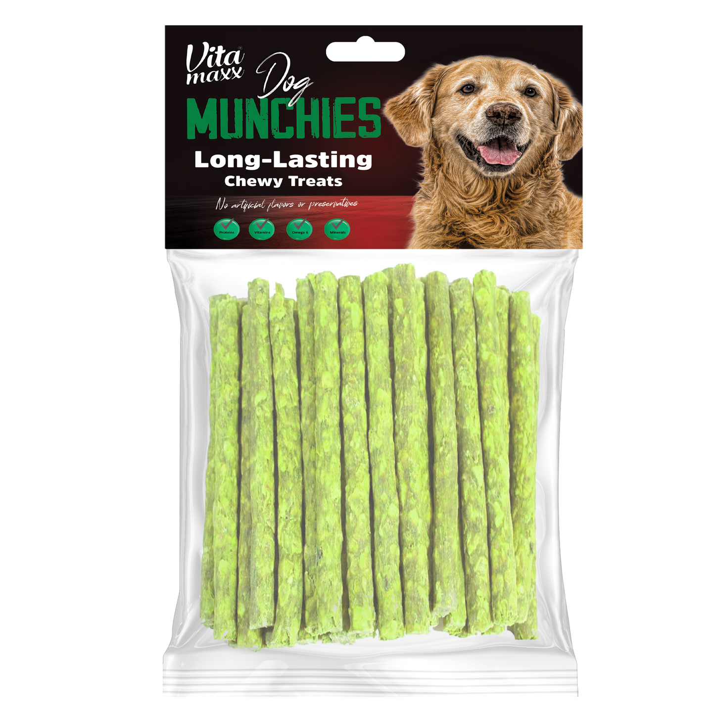 Vitamaxx Dog Munchies Long-Lasting Chewy Treats – Spinach (300 g)