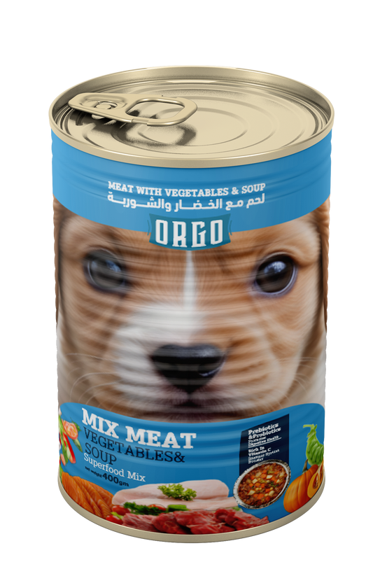 ORGO Wet Canned Puppy Food – Mix Meat with Vegetables & Soup (Superfood Mix) for Puppies (2–12 Months), 400 g