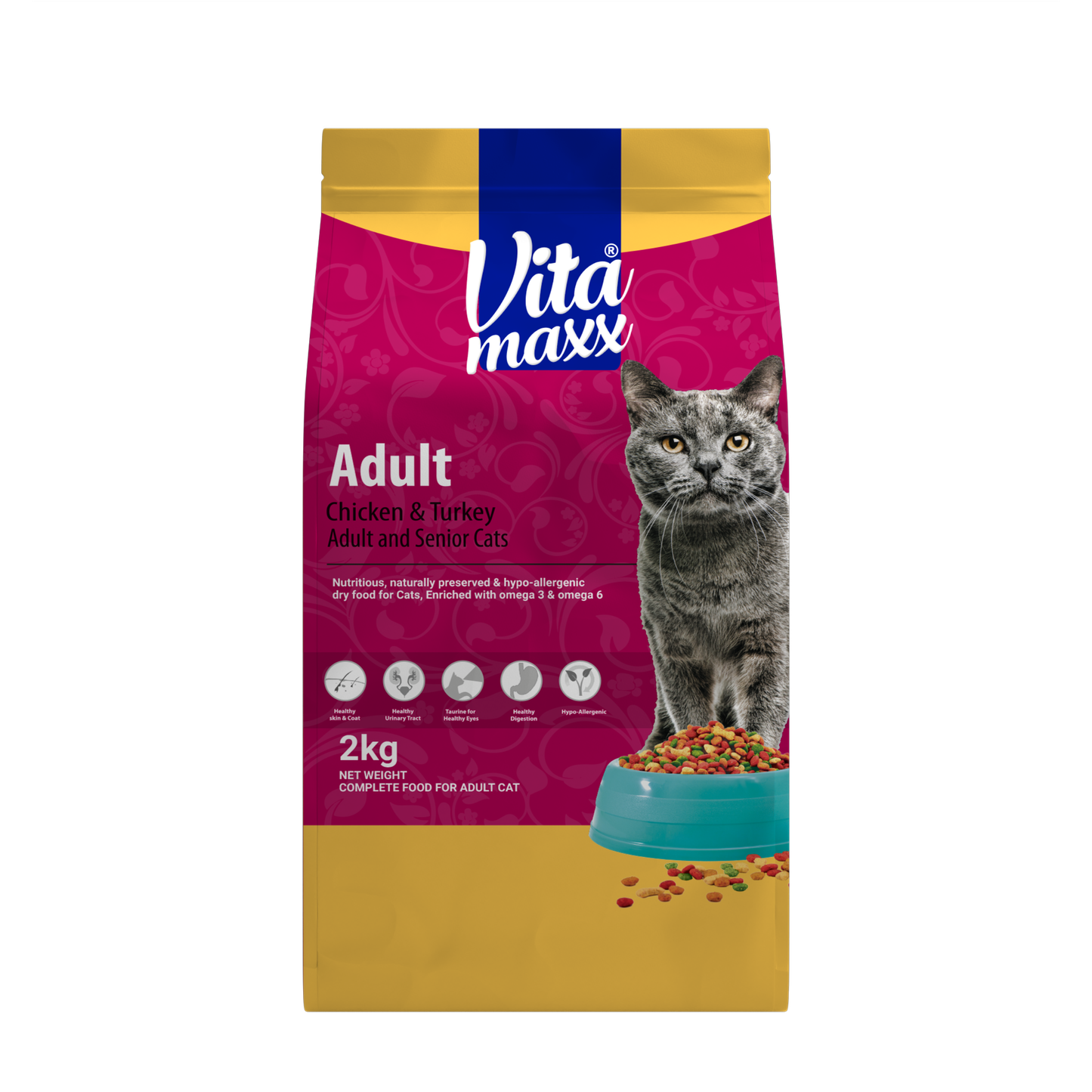 Vitamaxx Adult Cat Dry Food – Chicken & Turkey Recipe (2 kg)