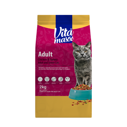 Vitamaxx Adult Cat Dry Food – Chicken & Turkey Recipe (2 kg)
