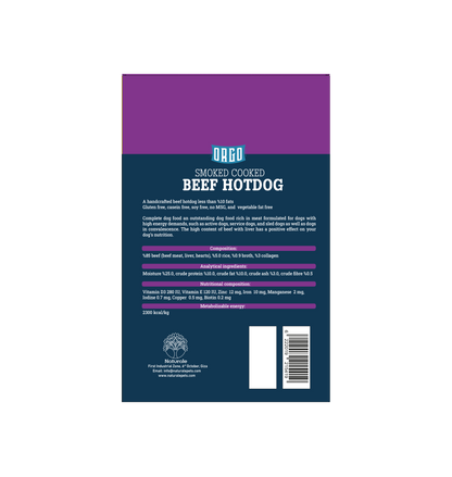 ORGO Real Meat™ Smoked Beef Hotdog For Dogs – 150 g