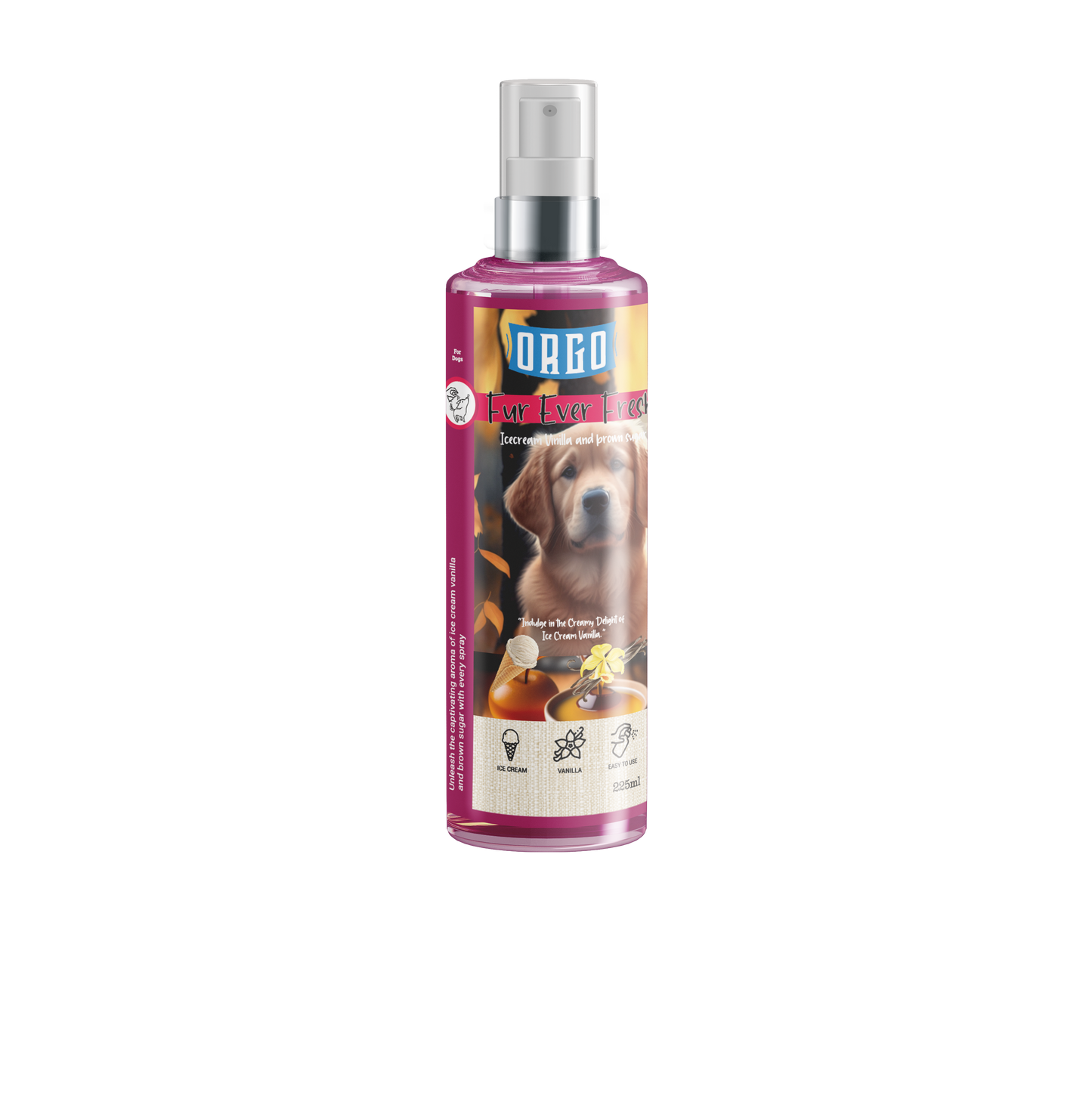 ORGO Fur Ever Fresh – Ice-Cream Vanilla & Brown Sugar Perfume for Dogs 225 ml