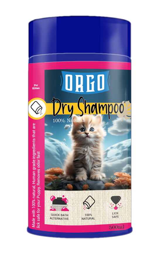 ORGO Dry Shampoo for Kittens — 500 ml Sprinkle-Top Canister