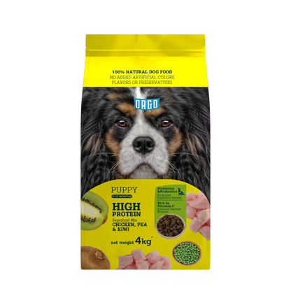 ORGO Puppy High-Protein Dry Dog Food – Chicken, Pea & Kiwi Superfood Mix | 4 kg | for Puppies (2-12 Months)
