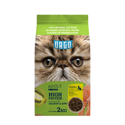 ORGO Adult High-Protein Dry Cat Food – Salmon & Kiwi Superfood Mix | 2 kg | Adult Cats (1 + Years)