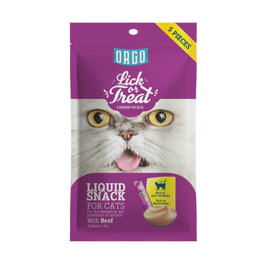 ORGO Lick or Treat™ Beef Liquid Snack for Cats – 75 g (5 × 15 g)