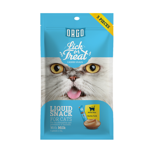 ORGO Lick or Treat™ Milk Liquid Snack for Cats – 75 g (5 × 15 g)