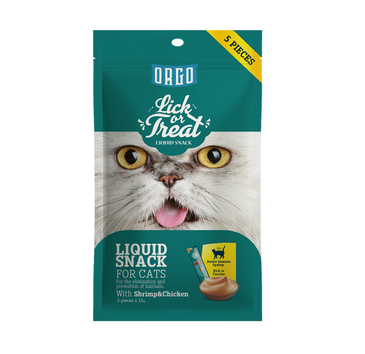 ORGO Lick or Treat™ Shrimp & Chicken Liquid Snack for Cats – 75 g (5 × 15 g)