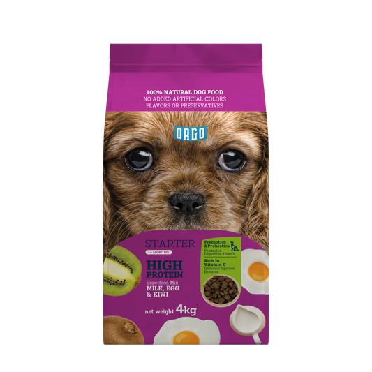 ORGO Starter High-Protein Dry Dog Food – Milk, Egg & Kiwi Superfood Mix | 4 kg | Starter Dogs (1 + Months)