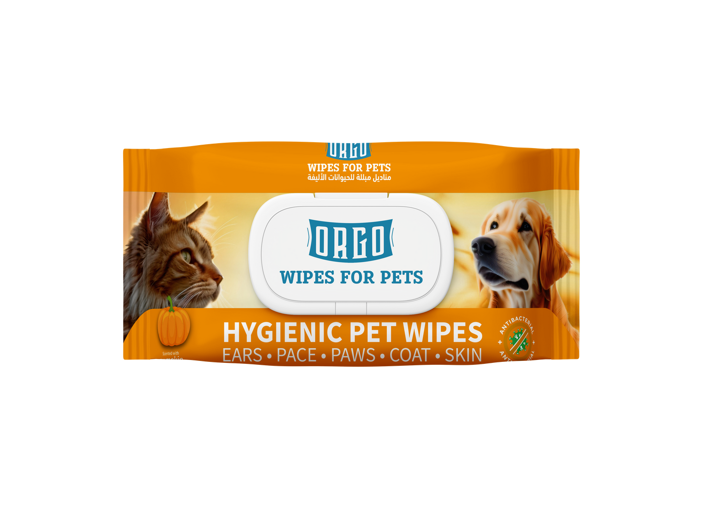 ORGO Hygienic Pet Wipes – Pumpkin Scent | 48 XL Wipes (16 × 20 cm) | Dogs & Cats