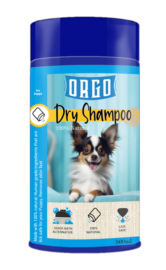 ORGO Dry Shampoo for Puppies – 500 ml Sprinkle-Top Canister