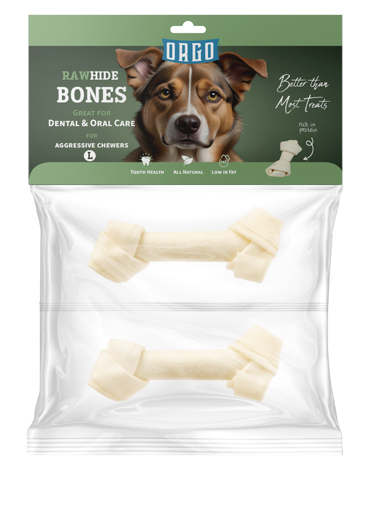 ORGO Rawhide Bones — Large Tied Knots (2 Pieces)