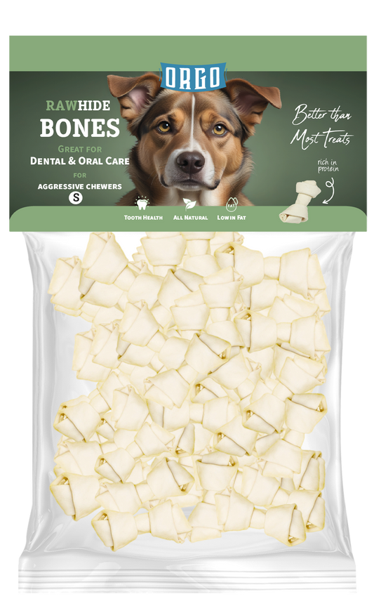 ORGO Rawhide Bones – Small Tied Knots (200 g)