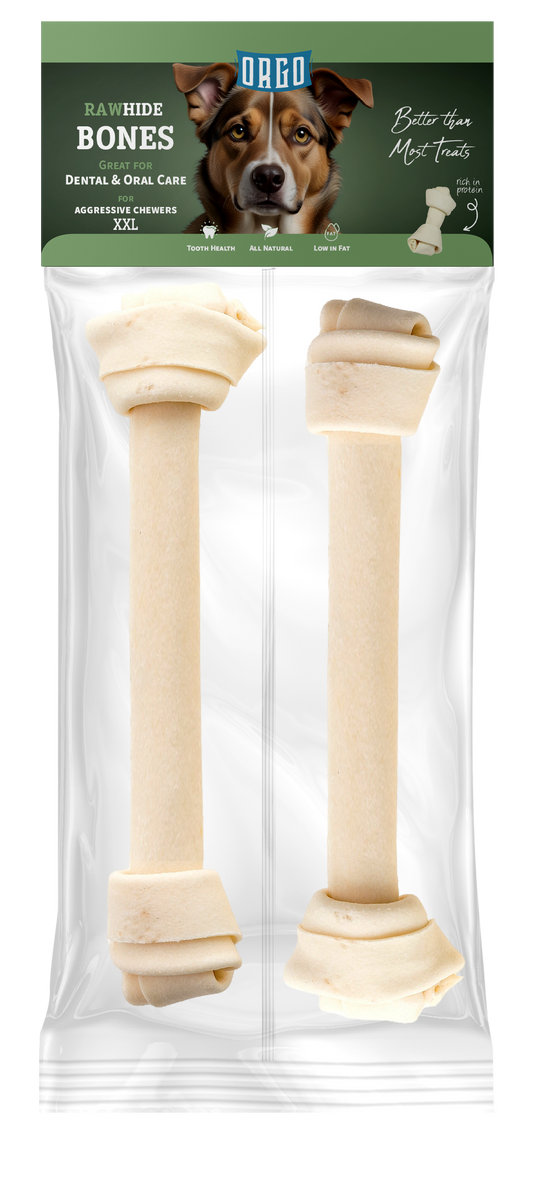 ORGO Rawhide Bones — XXL Tied Knots (2 Pieces)