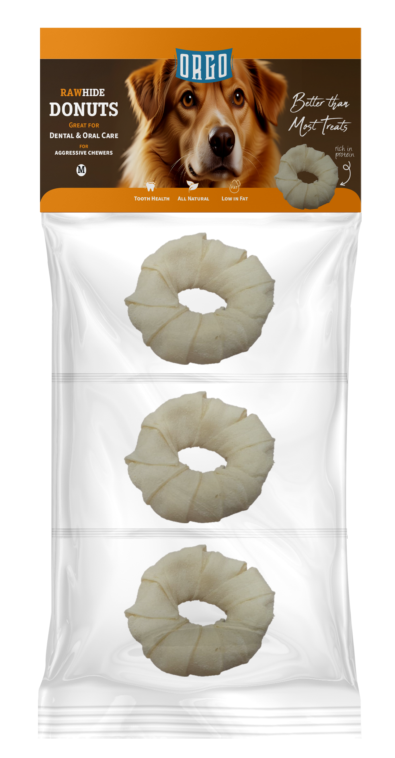 ORGO Rawhide Donuts – Medium (3 pcs)