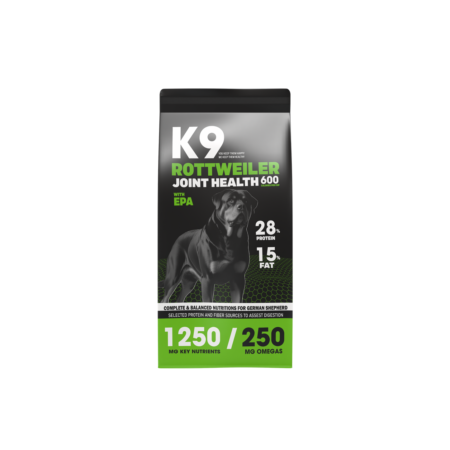 K9 Rottweiler 600 Joint Health with EPA — Breed-Specific Dog Dry Food for Power, Mobility & Longevity (15 kg)