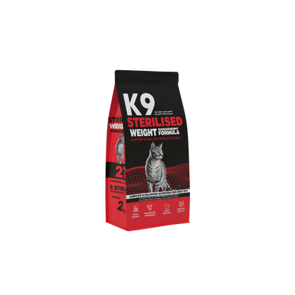K9 Sterilised Weight-Management Formula – Dry Food for Adult Cats (500 g, 2 kg, 10 kg)