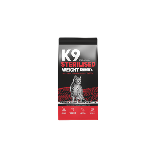 K9 Sterilised Weight-Management Formula – Dry Food for Adult Cats (500 g, 2 kg, 10 kg)