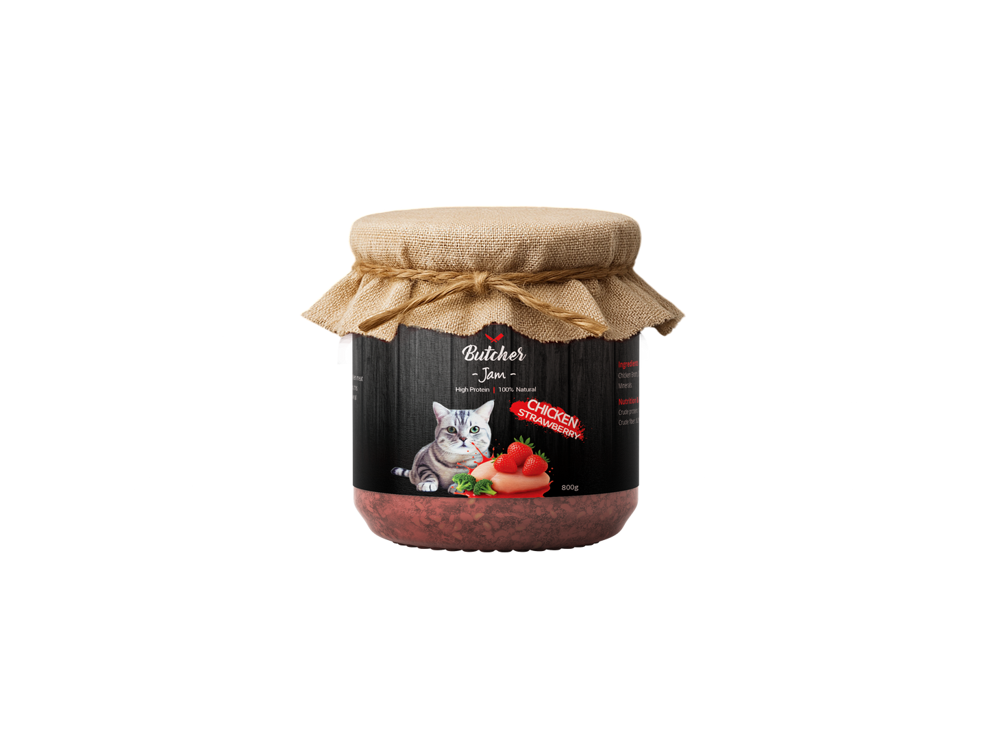 Butcher Cat Jam – Chicken & Strawberry or Salmon & Green Apple, 800g