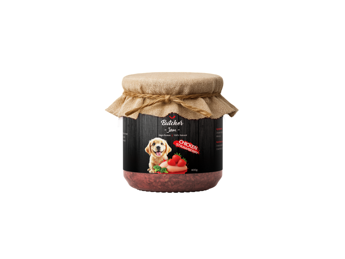 Butcher Dog Jam – Chicken & Strawberry or Beef & Pineapple, 800g