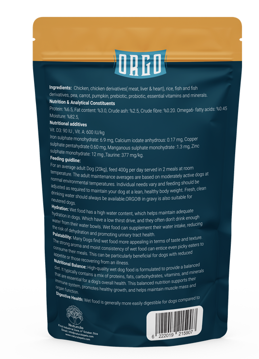 ORGO Wet Pouch Dog Food – Chicken with Vegetables & Soup (Superfood Mix) for Adult Dogs (1+ Years), 100 g