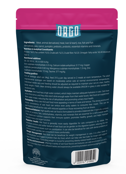 ORGO Wet Cat Food – Mixed Meat with Vegetables & Soup (Superfood Mix) for Kittens (2-12 Months), 100 g Pouch