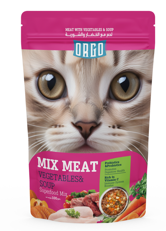 ORGO Wet Cat Food – Mixed Meat with Vegetables & Soup (Superfood Mix) for Kittens (2-12 Months), 100 g Pouch